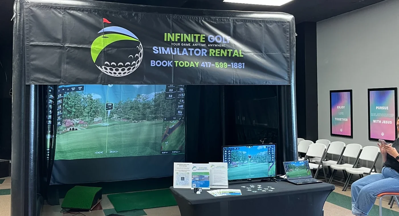 Infinite Golf simulator event setup in Southwest Missouri